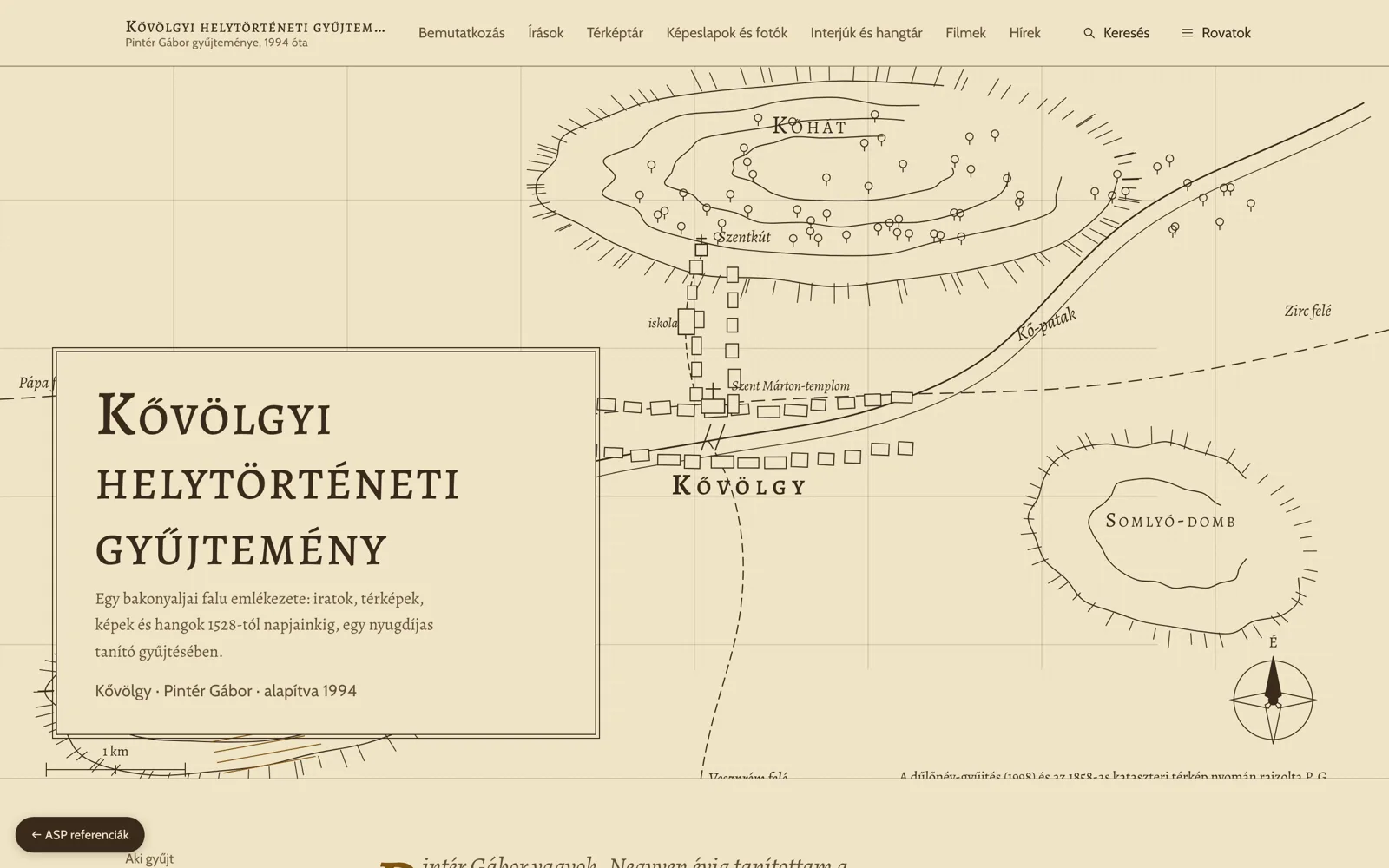 Kővölgy local history collection website, home page
